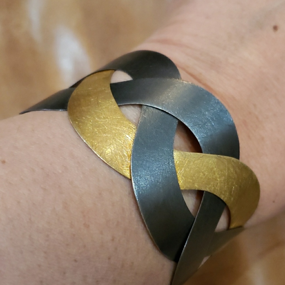 Mixed Metal Adjustable Cuff Bracelet - image 1